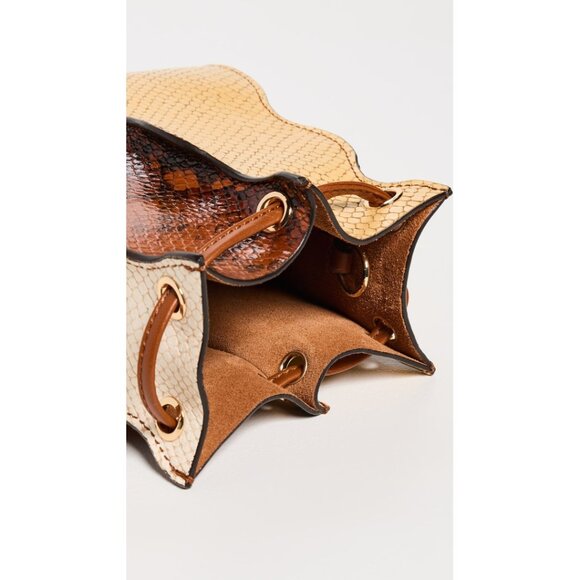 NWT Ulla Johnson Adria Pleated Wave Snake-Embossed Leather Pochette Handbag - Picture 4 of 11